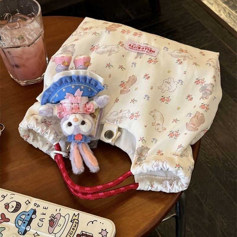 新しいかわいい花柄ショルダーキャンバスバッグ学生女性のショルダーバッグ大容量ハンドバッグトート通勤バッグトレンディ|undefined