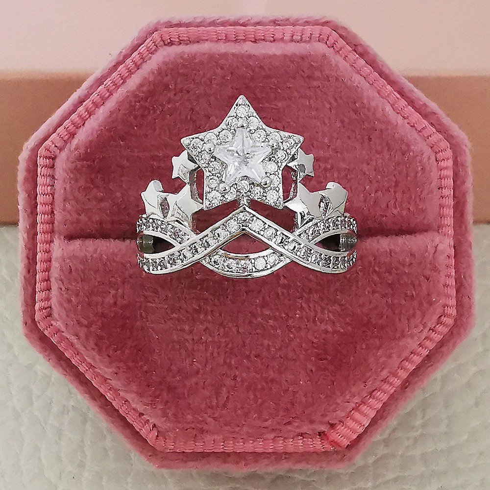 Fashion Star Copper Inlay Zircon Open Ring 1 Piece