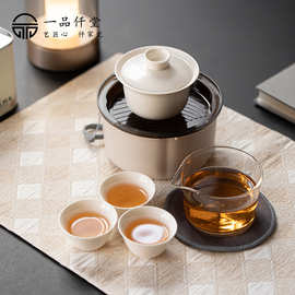 一品仟堂陶瓷旅行功夫茶具套装便携快客一壶二杯车载户外礼品批发