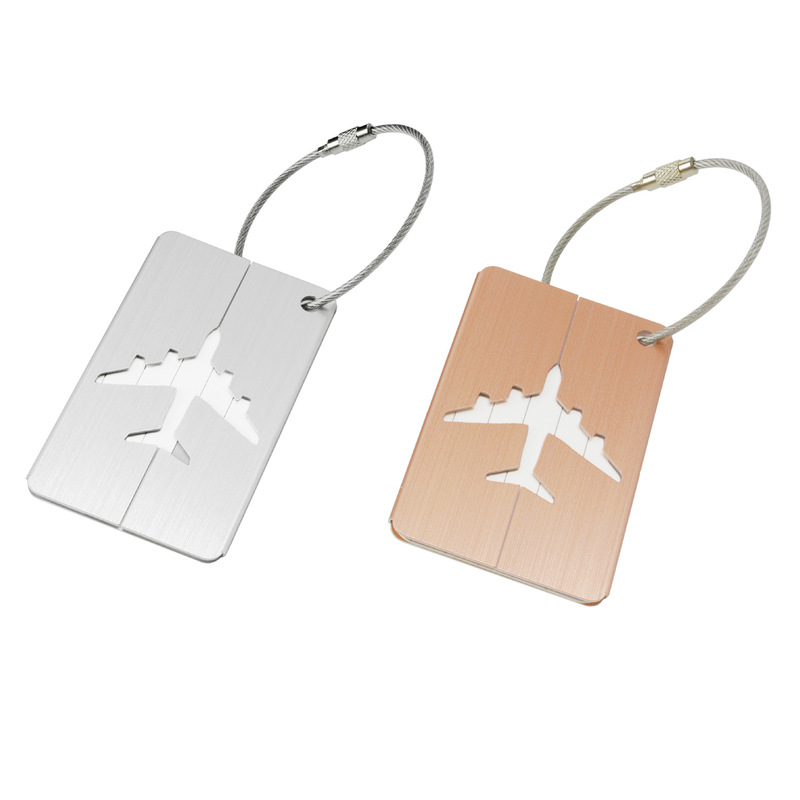 in stock aluminum alloy luggage tag metal aircraft hollow luggage tag wholesale support logo