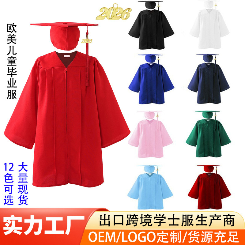2026 Bachelor's Gown Graduation Dress Kindergarten Doctor's Gown Set Woven Primary School Graduation Robe Performance Outfit Performance Costume 2026 Bachelor's Gown Graduation Dress Kindergarten Doctor's Gown Set Woven Primary School Graduation Robe Performance Outfit Performance Costume
