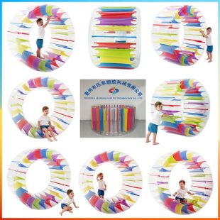 Factory in stock PVC inflatable roller children lawn beach water park parent-child interactive color tube swimming pool toy