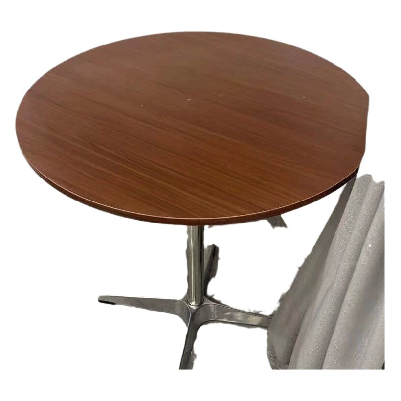 Обеденный стол цвета орехового дерева, круглый коммерческий стол из массива дерева для кафе, пекарни, кондитерской, современный американский ретро-стол в стиле лёгкой роскоши, круглой формы.