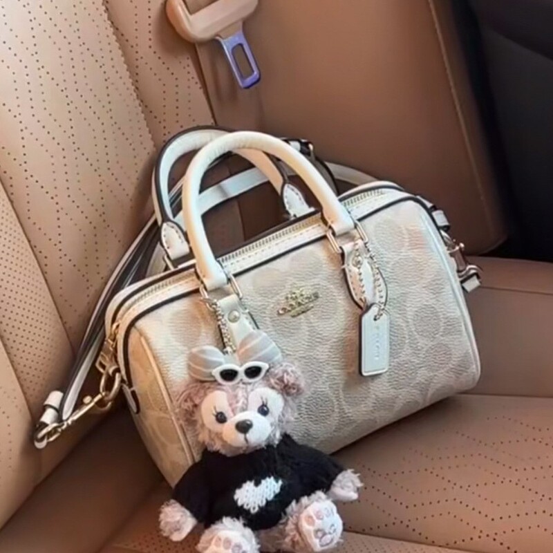 High-Quality New Model of the C Brand Rowan Mini Boston Pillow Bag, Classic Monogram Genuine Leather Handbag and Crossbody Bag for Women