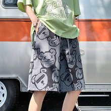 五分裤男夏冰丝薄款花短裤宽松潮流卡通篮球速干居家休闲裤沙滩裤