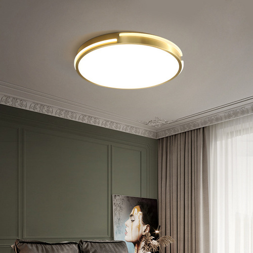 金色led圆形卧室灯现代简约书房餐厅灯具创意北欧轻奢阳台吸顶灯