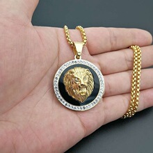 G 35661 Hiphop Lion Head Pendant ����ʨ��ͷ��׹ ŷ������羳