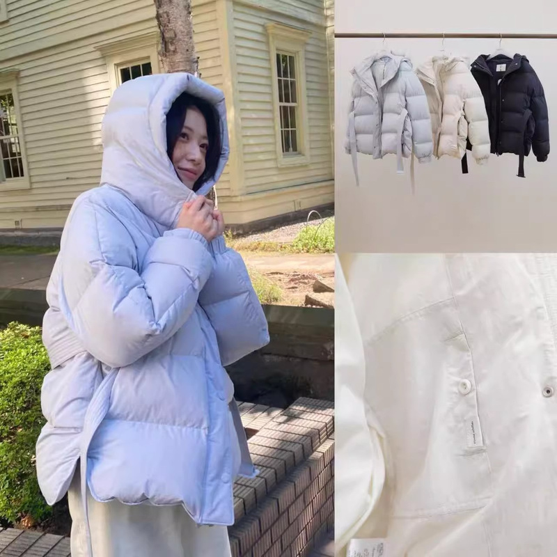 Now Available in Korea's Dongdaemun, the Same Style as 2025 Winter Erume Short Loose-Fitting Tie-Up Macaron-Colored down Jacket