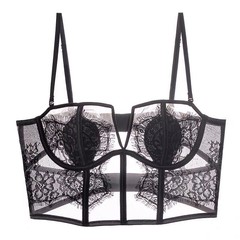 French eyelash lace soft steel cup shaping beauty back thin strap push-up bra for small breasts, showing off sensuality