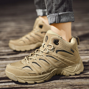 Cross-border plus size Autumn and Winter Men's High-top Outdoor Hiking Shoes Fashionable All-match Camping Desert Cross-country Hiking Shoes