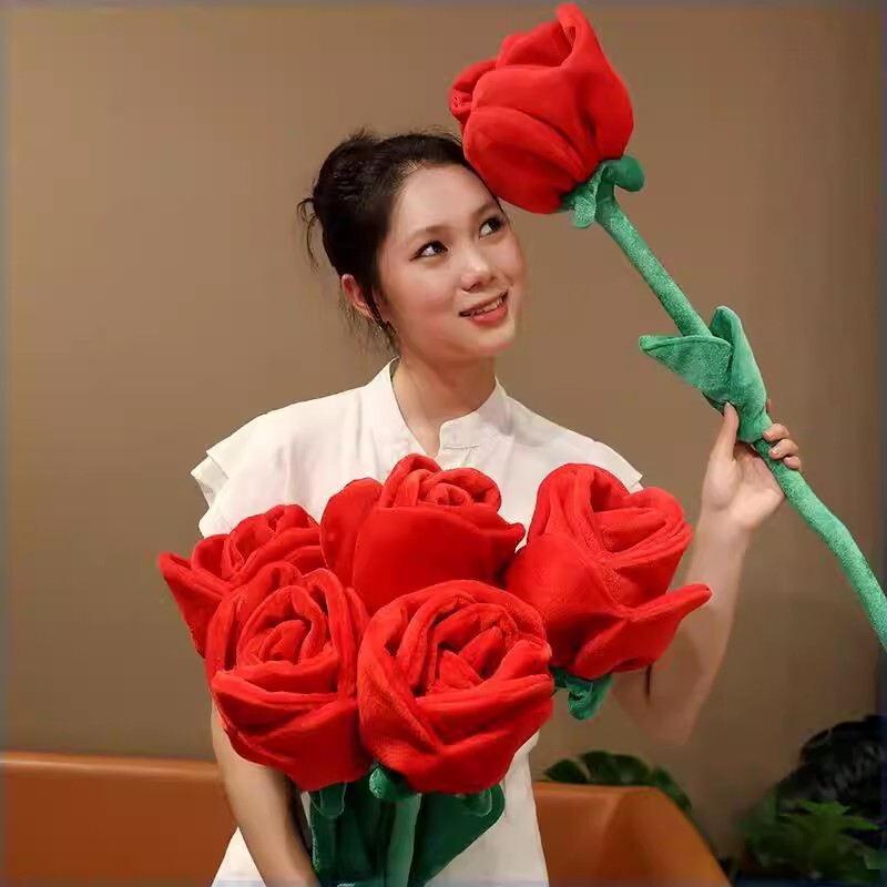 Floral Props for Wedding Celebrations, Fabric Art Valentine's Day Oversized Rose Bouquet, Qixi Festival Gift, Wedding Celebration Red Finished Product Floral Props for Wedding Celebrations, Fabric Art Valentine's Day Oversized Rose Bouquet, Qixi Festival Gift, Wedding Celebration Red Finished Product