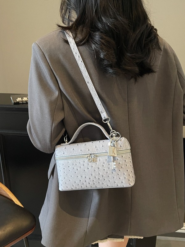 2025 nueva estrella con patrón de avestruz transfronterizo con el mismo modelo bolso cuadrado pequeño portátil de alta calidad moda bolso de mensajero de un solo hombro