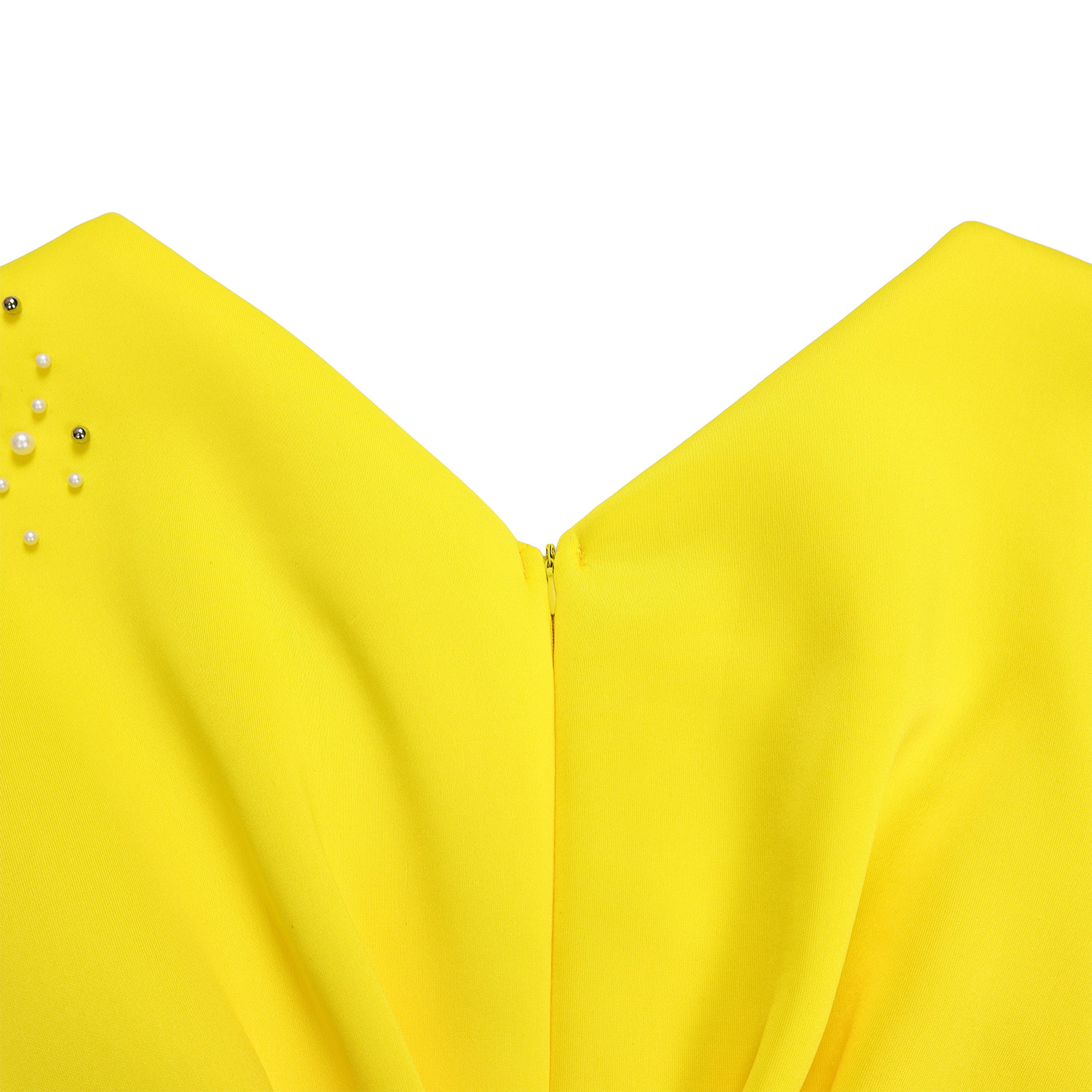 Robe de soirée sexy à col en V et à volants avec fente perlée, robe de banquet de tempérament de célébrité_voghion.com