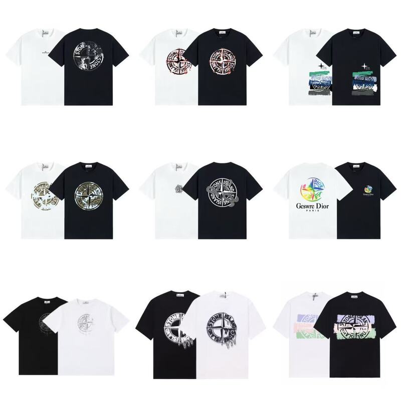Cross-Border American-Style 240g High-Quality Stone-Printed Logo Disc Logo Print Short-Sleeve T-Shirt for Men and Women, Trendy for Export Cross-Border American-Style 240g High-Quality Stone-Printed Logo Disc Logo Print Short-Sleeve T-Shirt for Men and Women, Trendy for Export