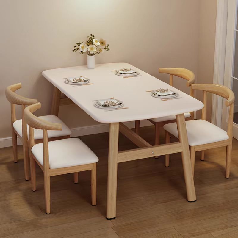 Dining Table and Chair Combination Small Household Rectangular Table and Chair Commercial Breakfast Shop Dining Table and Chair Fast Food Restaurant Iron Horn Chair