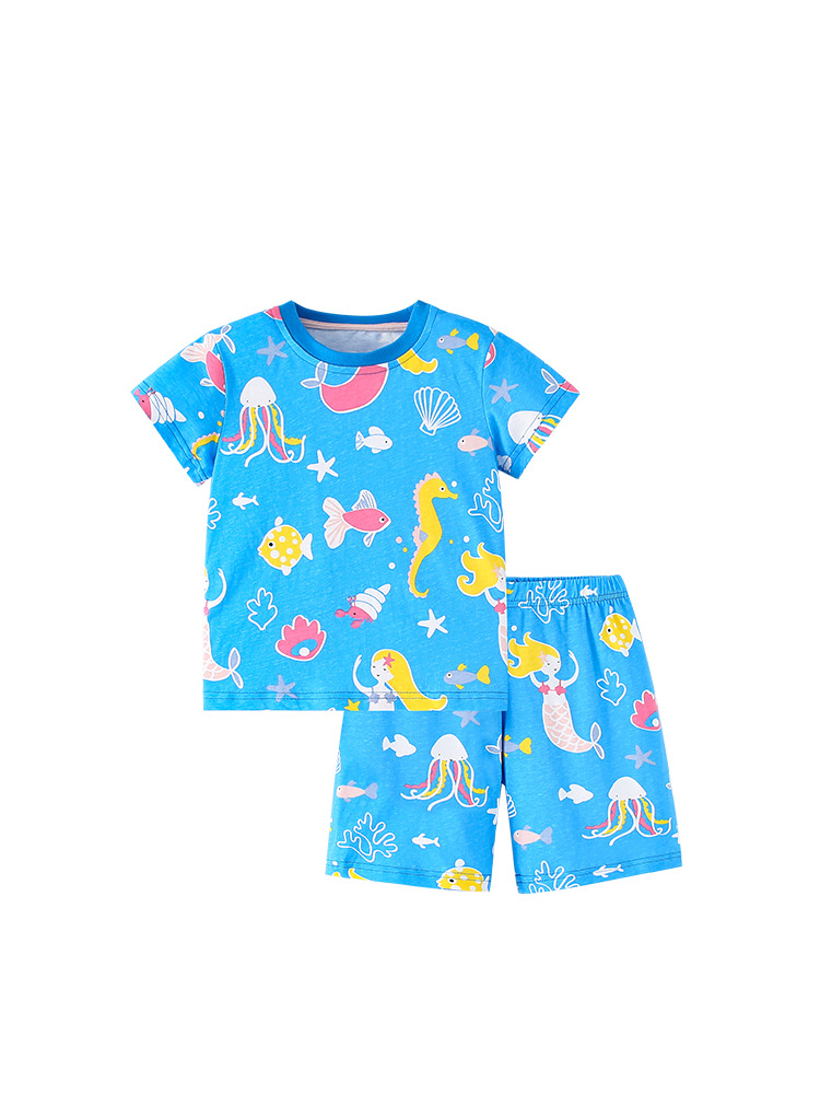 Malwee traje de las niñas verano nuevos pantalones de cintura elástica casuales de manga corta para niños europeos y americanos traje de dos piezas para niños
