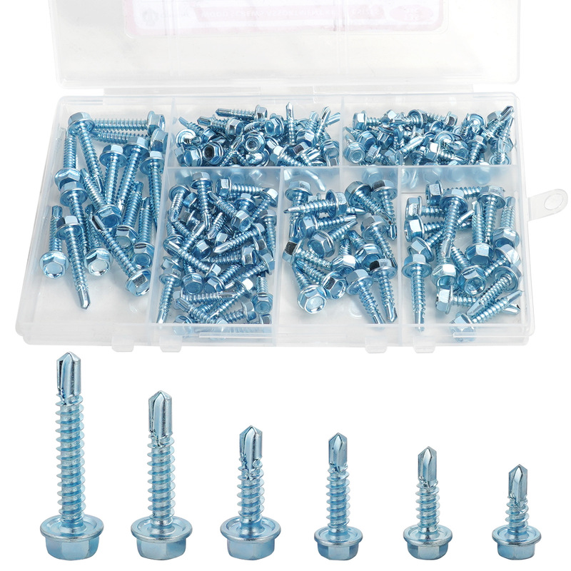 Chengfix Carbon Steel Blue Zinc Hex Washer Drill Bit Set for Amazon Cross-Border Sale, Dovetail Screws Chengfix Carbon Steel Blue Zinc Hex Washer Drill Bit Set for Amazon Cross-Border Sale, Dovetail Screws