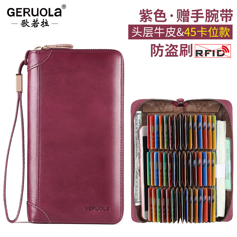 Cartera larga para hombres 2025 nuevo bolso de cuero para teléfono móvil con clip largo billetera con cremallera billetera de comercio exterior con múltiples tarjetas