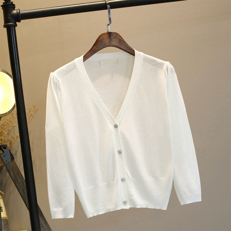 新款外披空调衫夏季百搭防晒冰丝针织开衫女短款外搭薄款外套披肩