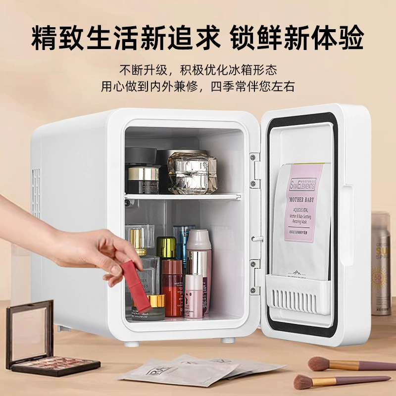 Small cooled fridge cart for car, 12v, mirror effect