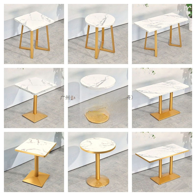 Internet-Famous Milk Tea Shop Table, Faux Marble Small Round Square Table, Café Dessert Shop Snack Bar Dining Table for Commercial Use