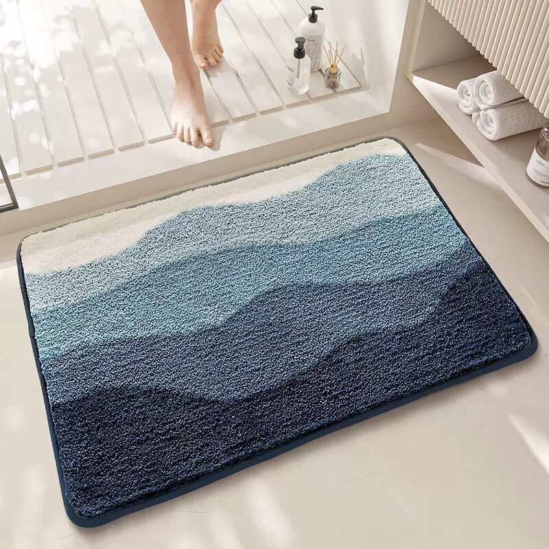 海洋仿羊绒地垫浴室加厚吸水脚垫耐脏防滑易打理厕所卫生间地垫|undefined