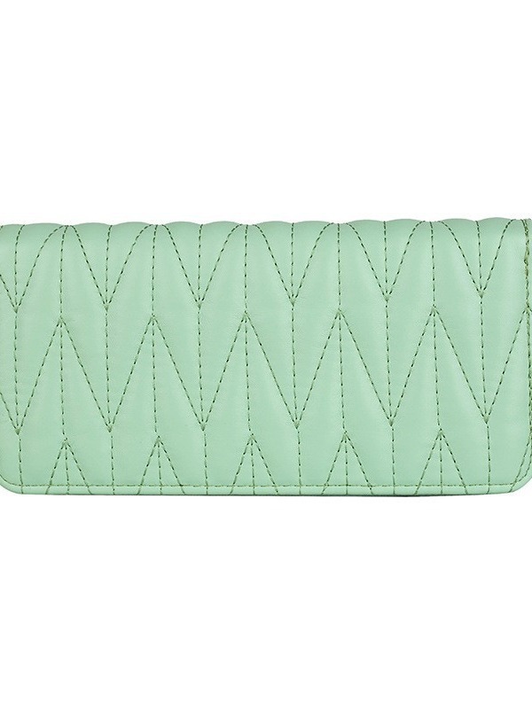 Trendencias nuevas carteras de mujer en Europa y América moda PU bordado línea larga bolso de mano color sólido monedero de gran capacidad monedero de cambio