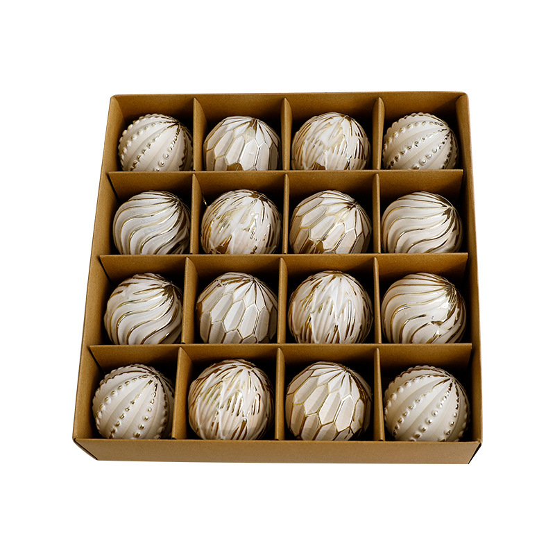 Conjunto de enfeites de Natal vintage em formato de bola – Decorações de plástico inquebrável de 8 cm e 6 cm nas cores ouro antigo, prata, vermelho e ouro rosa._voghion.com