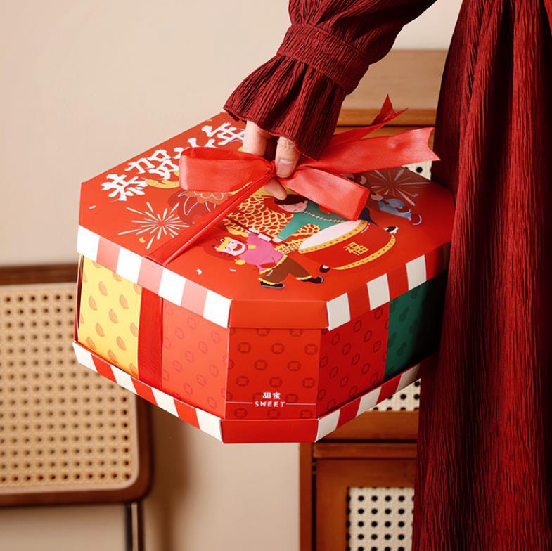 春节龙年伴手礼年货特产手提包装袋太妃糖果饼干雪花酥新年礼品盒