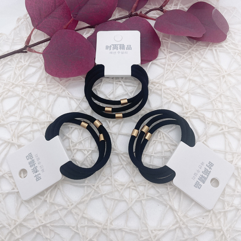 Dongdaemun estilo coreano hilo colorido accesorios para el cabello cuerda de pelo asequible banda de pelo de alta elasticidad de tres paquetes de banda de goma de dos yuanes tienda al por mayor image 11