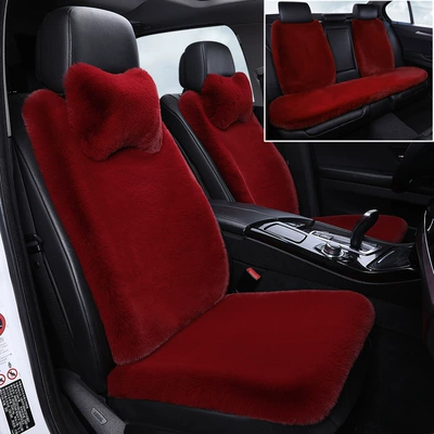 Wool pad – Stuffed Car Seat Cushion Winter Cotton - red-full-car-set-nine-piece-set