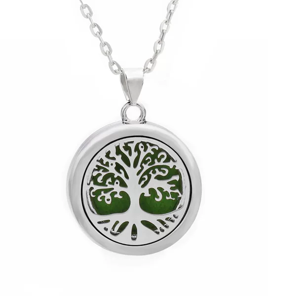 Aromatherapy Tree of Life Hollow Stainless Steel Pendant European and American Best-Selling Perfume Diffuser Repellent Anti-Mosquito Necklace Pendant