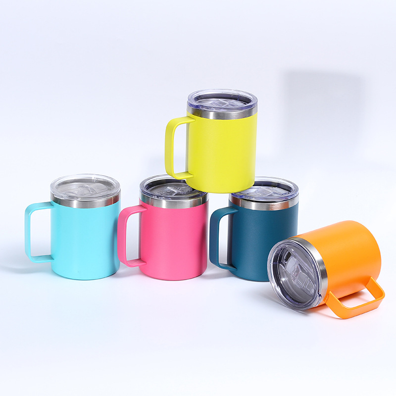 Taza de acero inoxidable de 12oz14oz transfronteriza Taza de manija de oficina doméstica americana Taza de café de doble capa de aislamiento y refrigeración