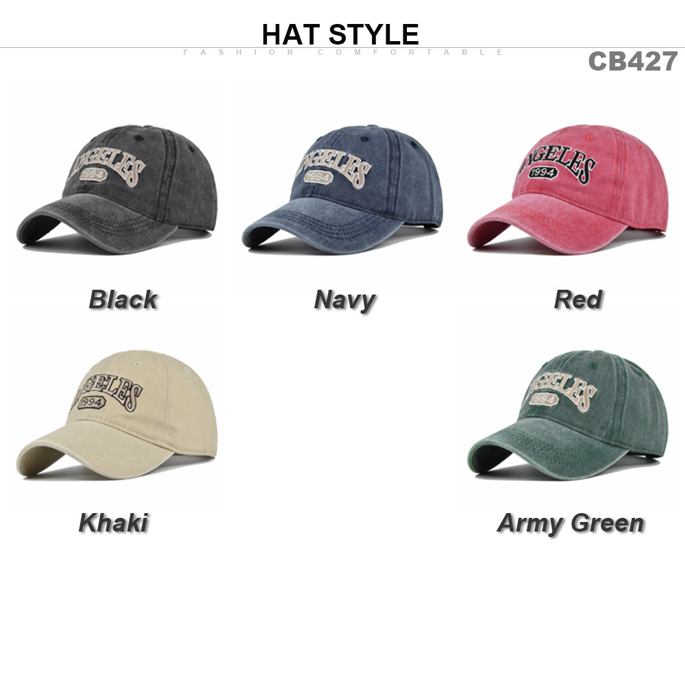 Angeles 3D Baseball Embroidered Duck Tongue Washed Old Sun Visor Hat_voghion.com