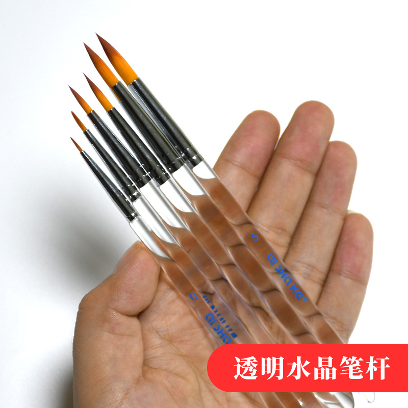 Aaishake acrílico nylon cabeza redonda cristal varilla gancho pluma acuarela uñas belleza cara pluma aceite cepillo varilla transparente