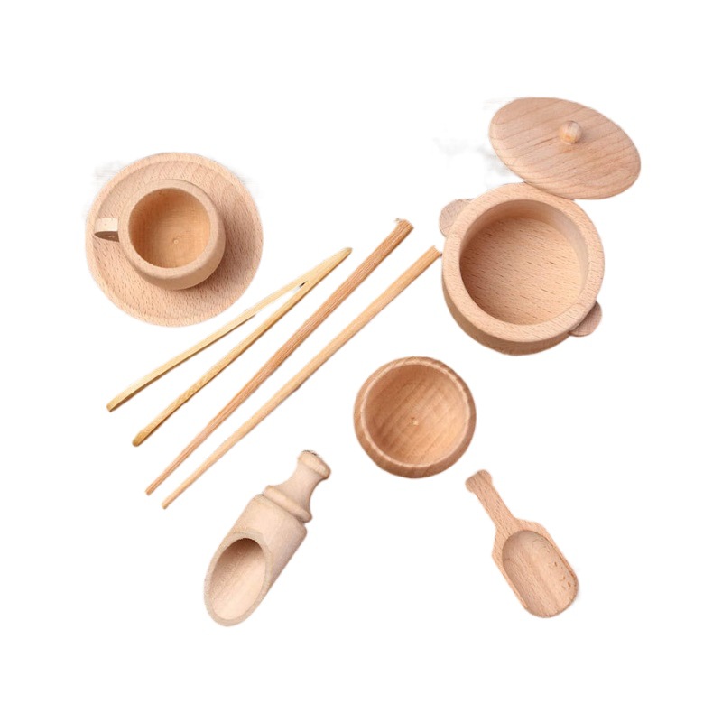 Uplove sensorial para niños Montessori juguete de madera vajilla traje cuchara palillos capacidad práctica entrenamiento cerebral