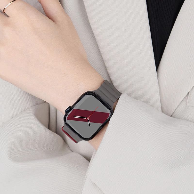 [버건디가 가미된 그레이]-[41mm] iwatch7/00에 적합