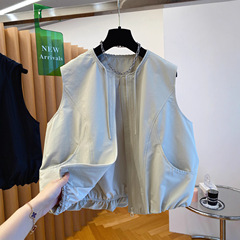 韩系圆领洋气时髦马甲女2025秋季新款叠穿设计感无袖坎肩马夹外套