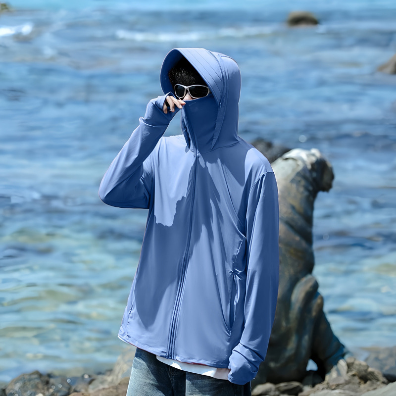 [Featured] Summer Ice Silk Sunscreen Clothing Men's Ultraviolet Protection Thin Breathable Sunscreen Clothing Outdoor Fishing Coat Trendy