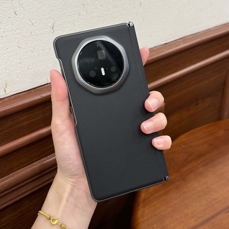 Honor Magic V5用携帯電話ケース、カーボンファイバー柄、中軸保護、VS2プレーンレザーヒンジ、フルカバー、耐衝撃ハードケース|undefined