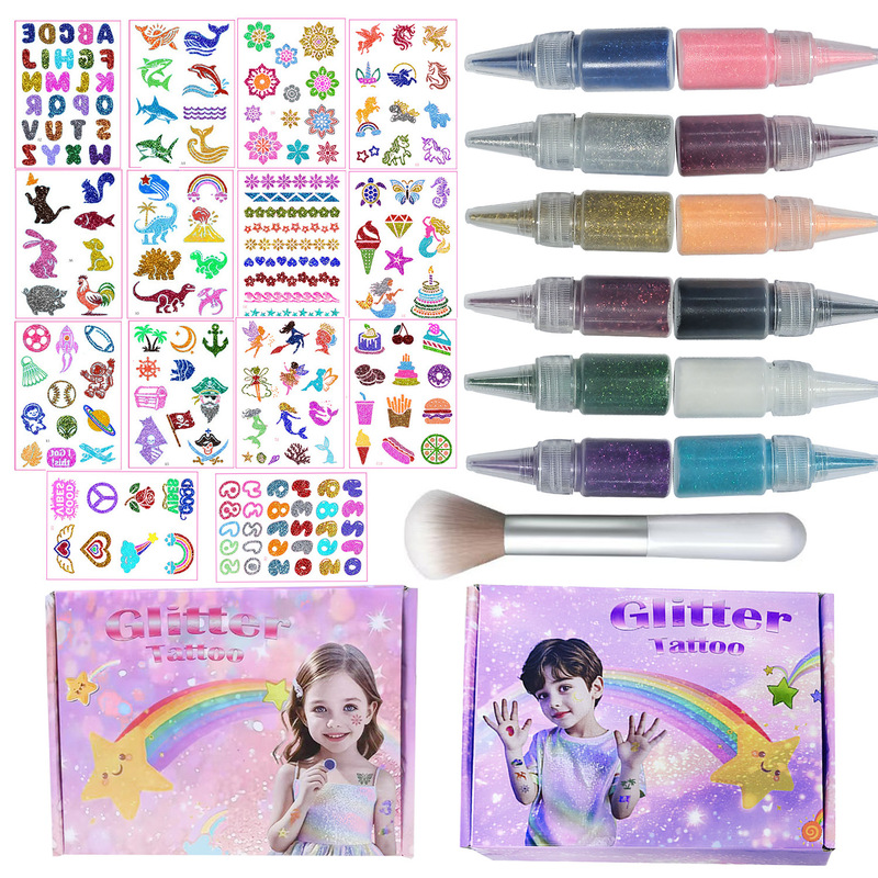 Cross-Border New Glitter Tattoo Kidsren's DIY Diamond Painting Set Creative Stage Concert Temporary Glitter Tattoo