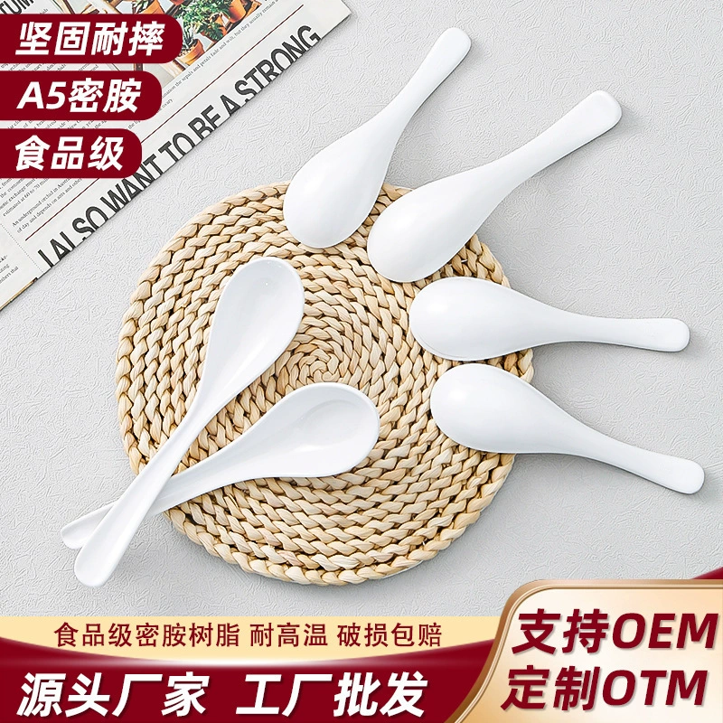 White plastic spoon for commercial use, fall protection, wholesale