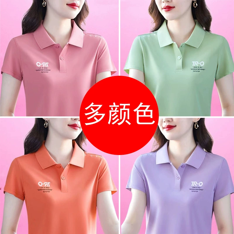 Высококачественная женская футболка с короткими рукавами и лацканами для мам, новая летняя рубашка-поло, женский повседневный модный топ с принтом, большой размер