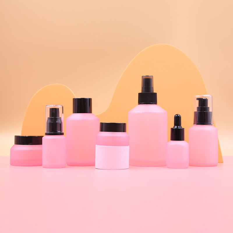 杭州宾达樱桃粉玻璃乳液精华原液花水膏霜面霜分装瓶喷雾滴管瓶