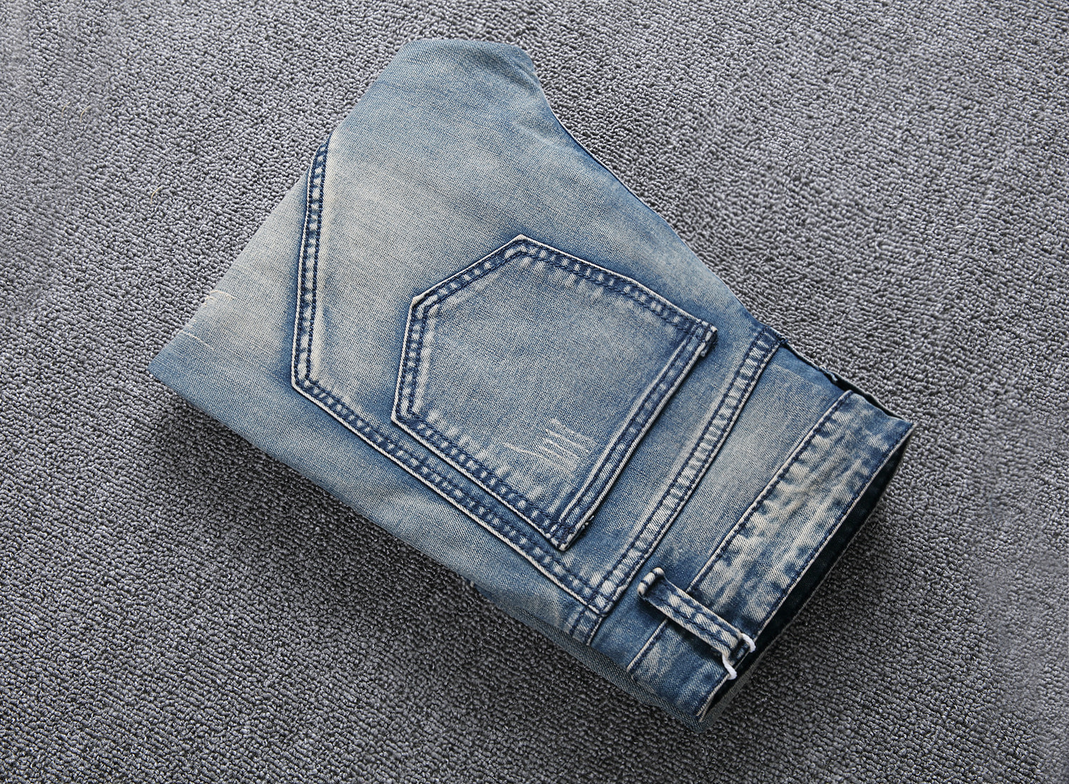 Men's jeans with personalized trendy folds, slim fit and elastic fit, men's fashionable pants_voghion.com