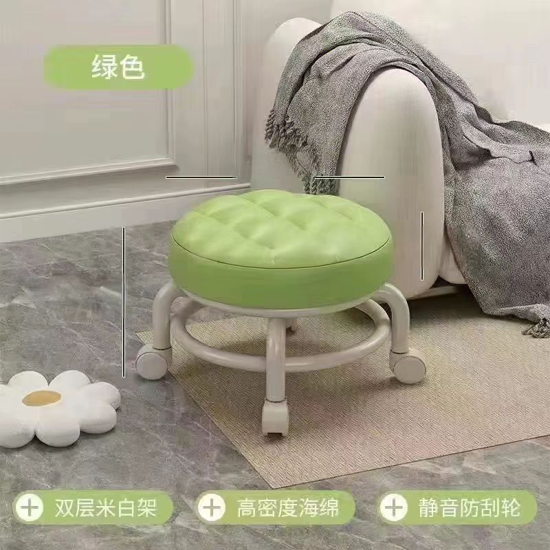 家庭用滑車付き小さなスツール、滑車付きローテーブルスツール、子供用スツール、大人用靴交換スツール、万能ホイール付き小さなスツール、丸型スツール|undefined