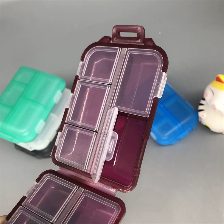The manufacturer supplies food-grade PP material, 10 compartments per week, plastic flip-top pill box, Amazon best-selling storage box