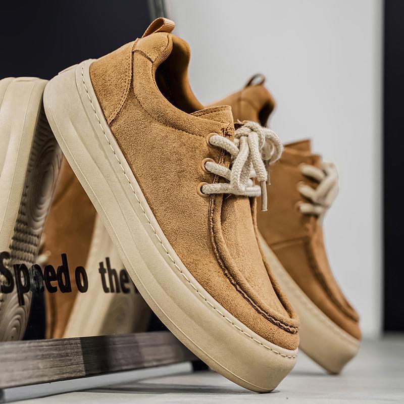 Men's Shoes 2025 Autumn New Retro Mid-Top Solid Color Thick-Soled Shoes Trendy Versatile British Style Fashion Casual Shoes