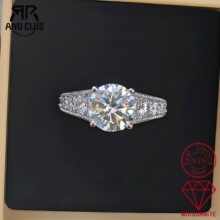 �羳����3����DɫĪɣʯ��ָ�p��ŮS925�y�18k����weddingring