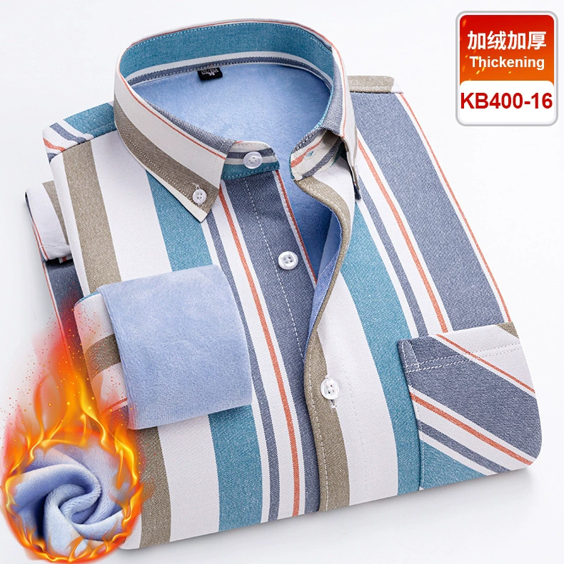 Осенне-зимняя мужская терморубашка из Оксфордского хлопка на флисовой подкладке, утолщенная рубашка с длинными рукавами, Повседневная Свободная Мужская рубашка для молодых и средних лет